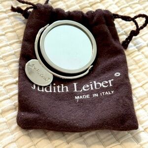 JUDITH LEIBER Authentic Mini Compact Swivel Mirror and Dust Bag